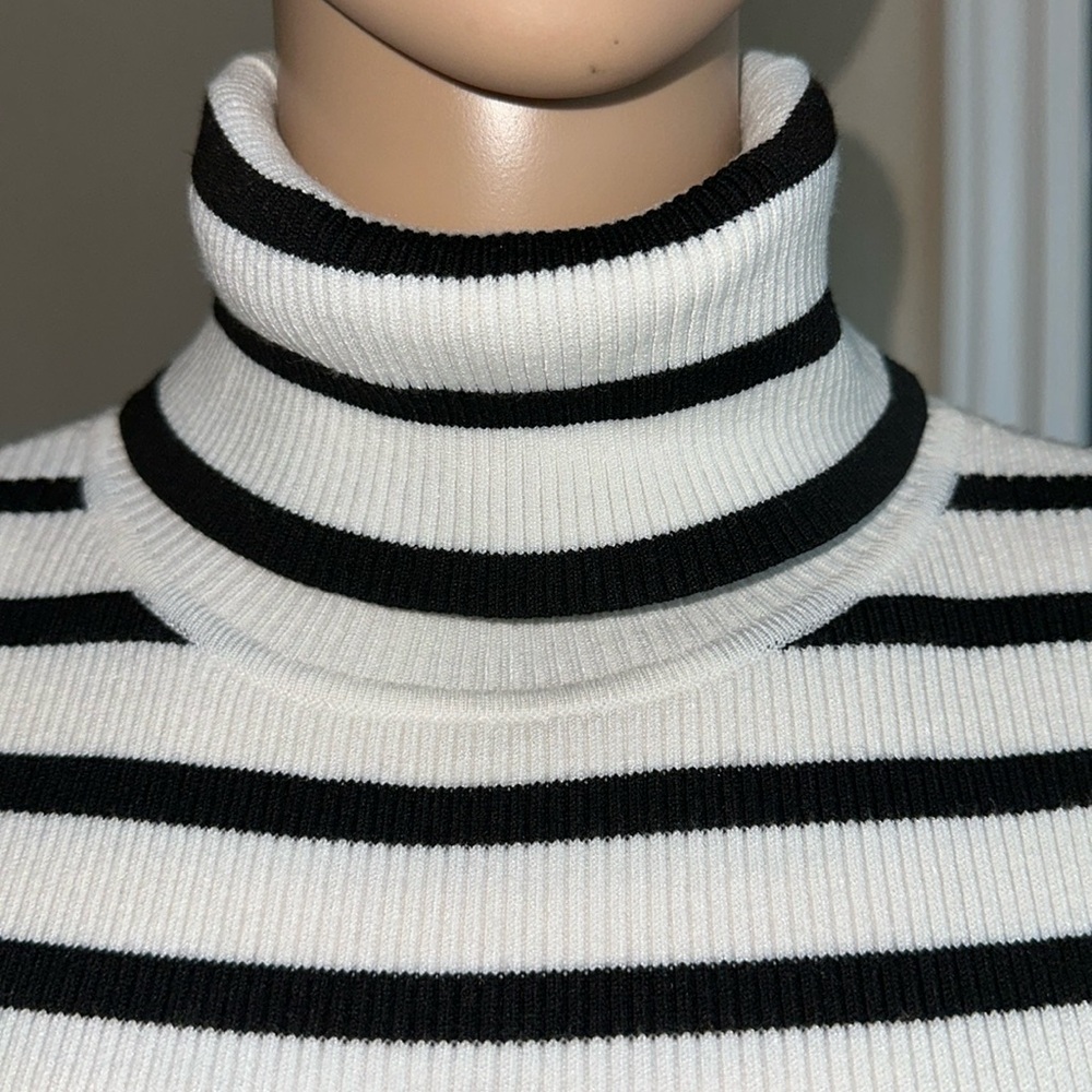 NWT White House Black Market Black and White Striped Long Sleeve Sweater Size M. - Picture 4 of 13